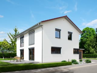 Fertighaus Homestory 203 von Lehner Haus Schlüsselfertig ab 305435€, Satteldach-Klassiker Außenansicht 2