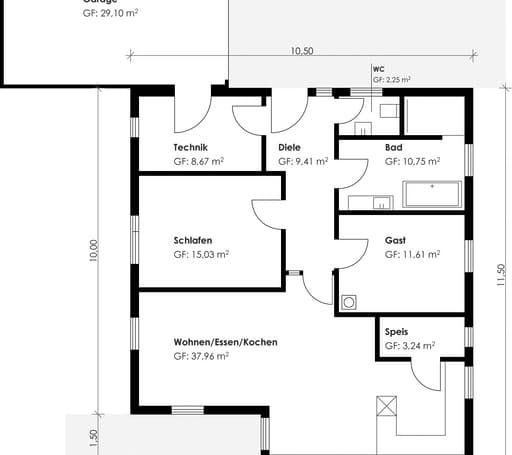 Fertighaus Homestory 221 von Lehner Haus Schlüsselfertig ab 185000€, Bungalow Grundriss 1