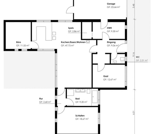 Fertighaus Homestory 271 von Lehner Haus Schlüsselfertig ab 210900€, Bungalow Grundriss 1