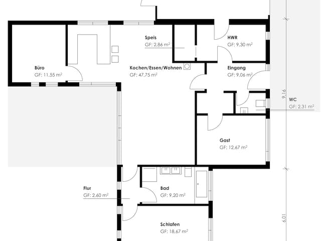 Fertighaus Homestory 271 von Lehner Haus Schlüsselfertig ab 274170€, Bungalow Grundriss 1