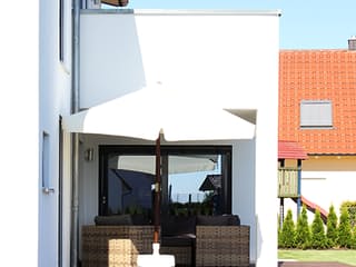 Fertighaus Homestory 43 von Lehner Haus Schlüsselfertig ab 455000€, Satteldach-Klassiker Außenansicht 4