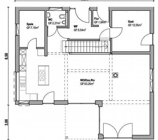 Fertighaus Homestory 43 von Lehner Haus Schlüsselfertig ab 350000€, Satteldach-Klassiker Grundriss 1