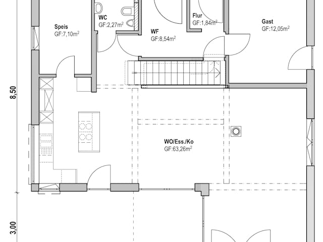 Fertighaus Homestory 43 von LEHNER HAUS Schlüsselfertig ab 455000€, Satteldach-Klassiker Grundriss 1
