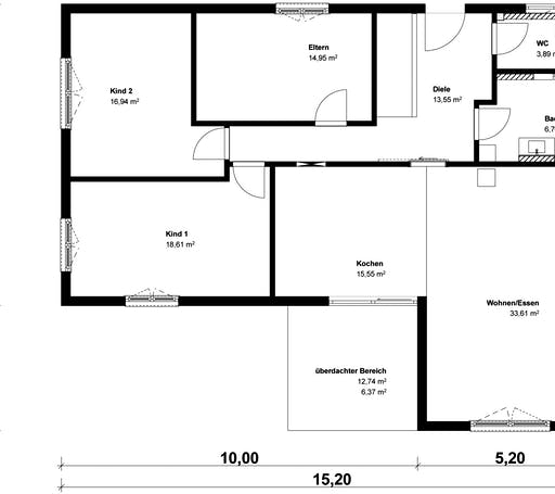 Fertighaus Homestory 429 von Lehner Haus, Bungalow Grundriss 1
