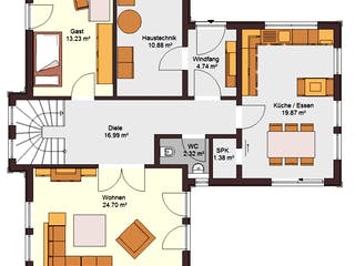 Fertighaus Family 178 von Zimmermann Haus Schlüsselfertig ab 328410€, Satteldach-Klassiker Grundriss 1