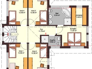 Fertighaus Family 178 von Zimmermann Haus Schlüsselfertig ab 328410€, Satteldach-Klassiker Grundriss 2