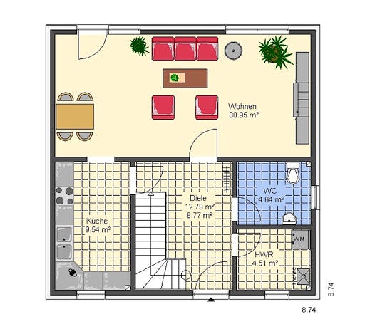 Massivhaus Marion II von HSE Massivhaus Schlüsselfertig ab 232040€, Satteldach-Klassiker Grundriss 1