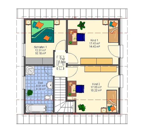 Massivhaus Marion II von HSE Massivhaus Schlüsselfertig ab 232040€, Satteldach-Klassiker Grundriss 2