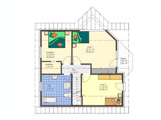 Massivhaus Susi III von HSE Massivhaus Schlüsselfertig ab 277940€, Satteldach-Klassiker Grundriss 2