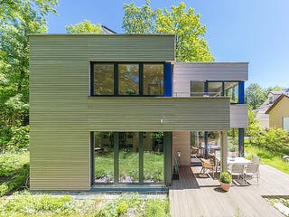 Fertighaus Gartenblick von Huber Holzbau, Cubushaus Außenansicht 1