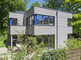Fertighaus Gartenblick von Huber Holzbau, Cubushaus Außenansicht 3