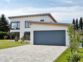 Fertighaus Roteck von Huber Holzbau, Pultdachhaus Außenansicht 8