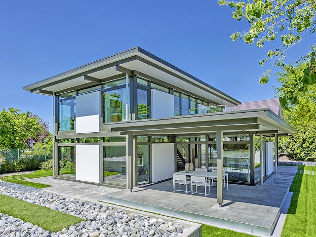 Fertighaus HUF Haus MODUM 10 Beispiel 6 von HUF HAUS, Fachwerk Außenansicht 1 Fertighaus HUF Haus MODUM 10 Beispiel 6 von HUF HAUS, Fachwerk Außenansicht 1