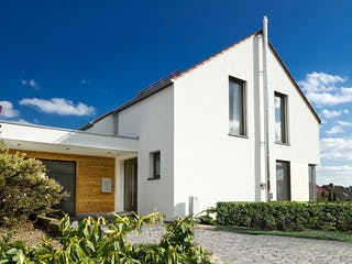 Fertighaus Aspenbusch von Hunoldhaus, Satteldach-Klassiker Außenansicht 1