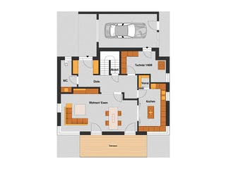 Fertighaus Aspenbusch von Hunoldhaus, Satteldach-Klassiker Grundriss 1