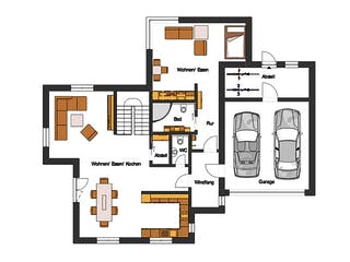 Fertighaus Hainich von Hunoldhaus, Satteldach-Klassiker Grundriss 1