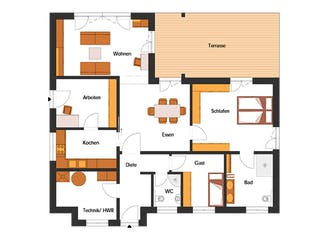 Fertighaus Hollau von Hunoldhaus, Bungalow Grundriss 1