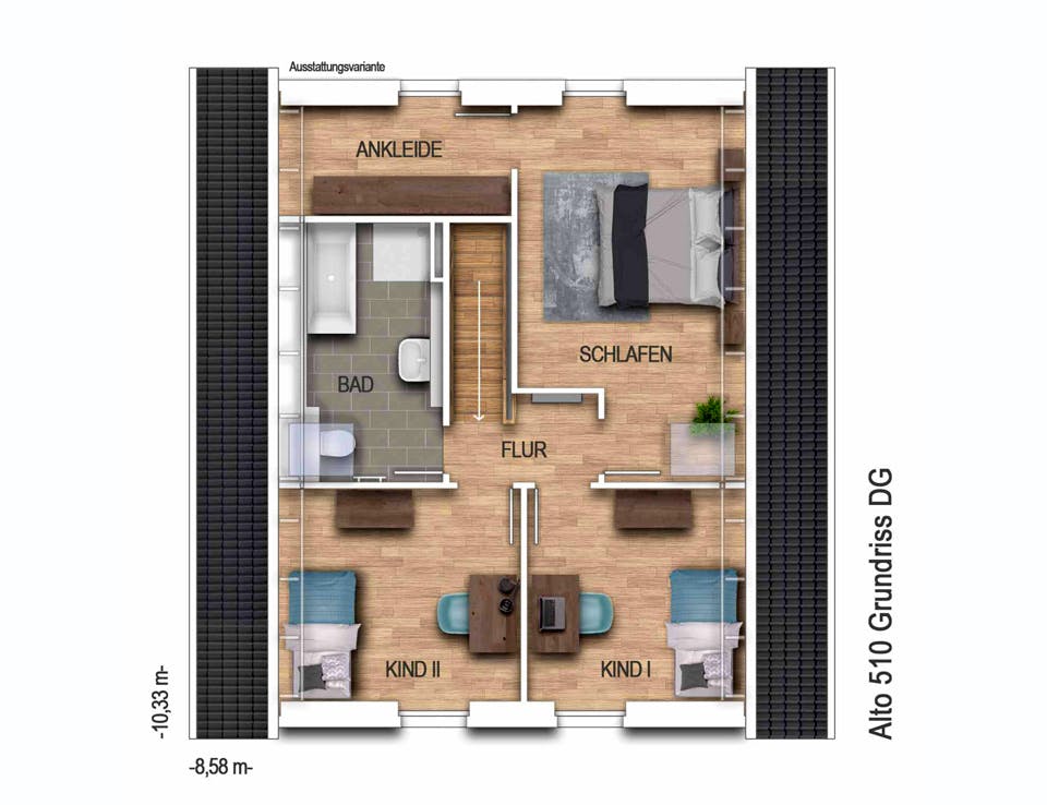 Massivhaus Alto 510 von Heinz von Heiden Schlüsselfertig ab 280025€, Satteldach-Klassiker Grundriss 2