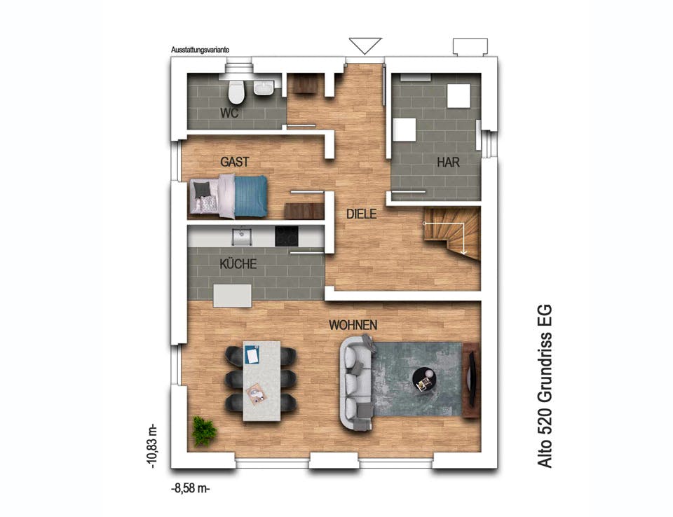 Massivhaus Alto 520 von Heinz von Heiden Schlüsselfertig ab 288565€, Satteldach-Klassiker Grundriss 1