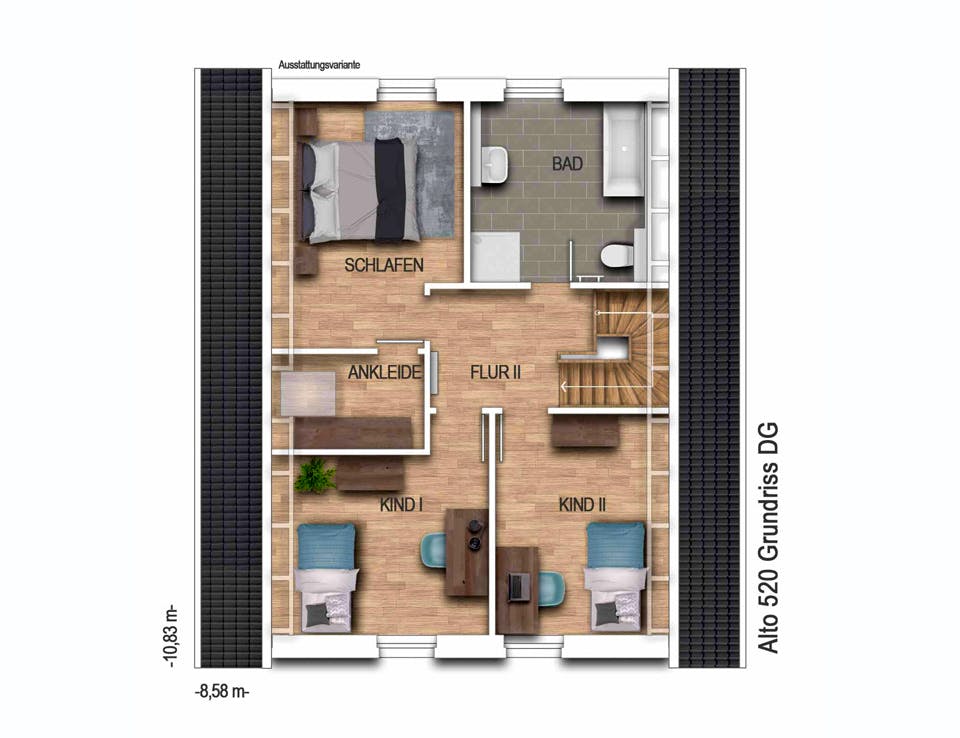 Massivhaus Alto 520 von Heinz von Heiden Schlüsselfertig ab 288565€, Satteldach-Klassiker Grundriss 2