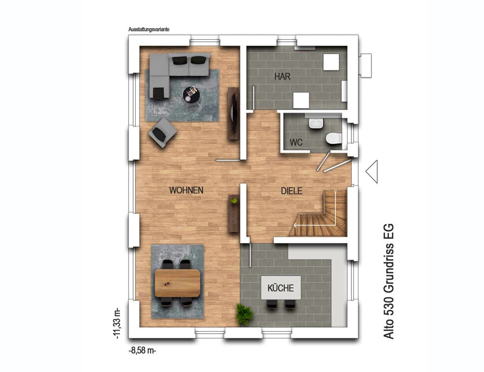 Massivhaus Alto 530 von Heinz von Heiden Schlüsselfertig ab 294191€, Satteldach-Klassiker Grundriss 1