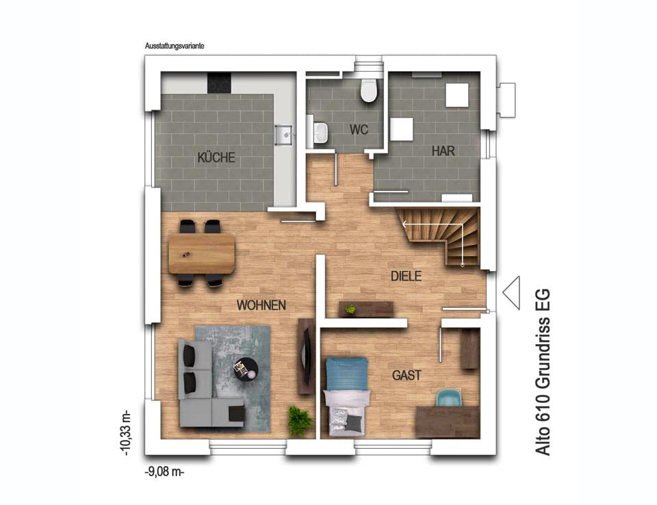 Massivhaus Alto 610 von Heinz von Heiden Schlüsselfertig ab 286617.375€, Satteldach-Klassiker Grundriss 1