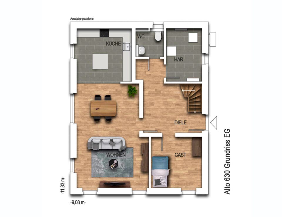 Massivhaus Alto 630 von Heinz von Heiden Schlüsselfertig ab 304931€, Satteldach-Klassiker Grundriss 1