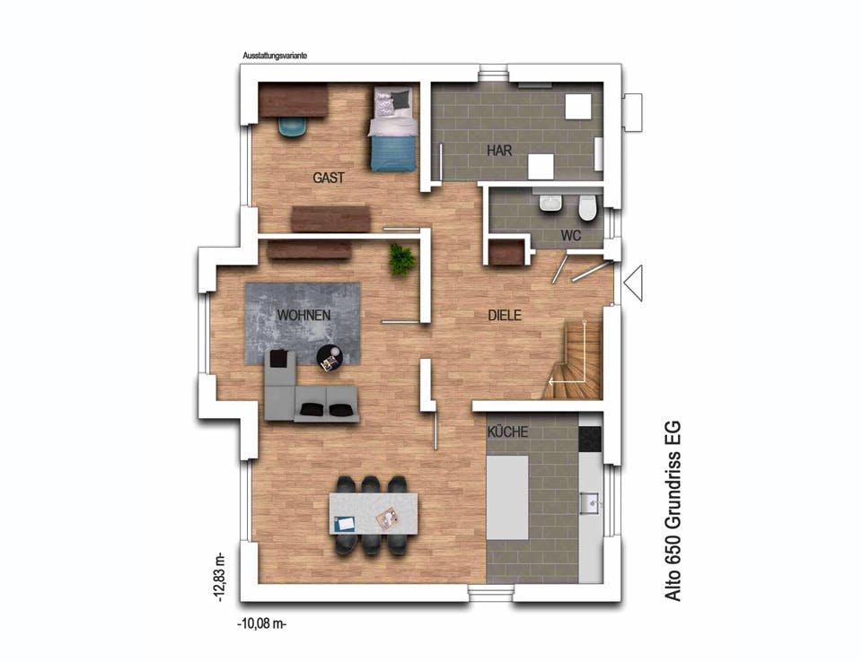 Massivhaus Alto 650 von Heinz von Heiden Schlüsselfertig ab 339106.5€, Satteldach-Klassiker Grundriss 1