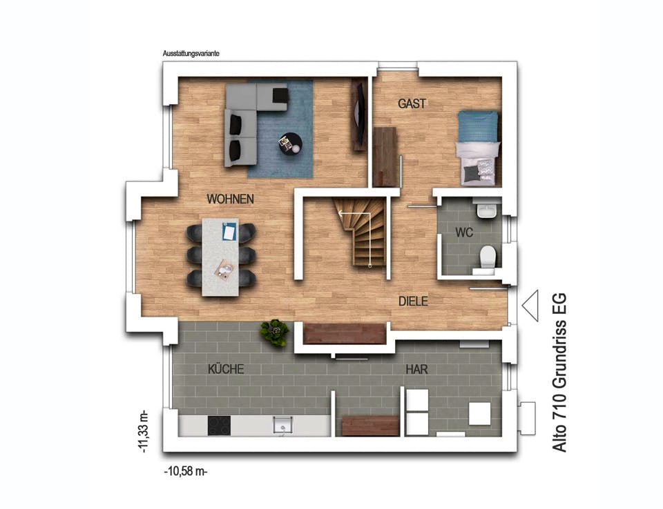 Massivhaus Alto 710 von Heinz von Heiden Schlüsselfertig ab 323358.5€, Satteldach-Klassiker Grundriss 1
