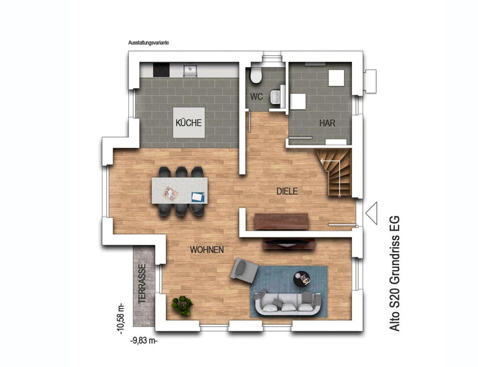 Massivhaus Alto S20 von Heinz von Heiden Schlüsselfertig ab 308385€, Satteldach-Klassiker Grundriss 1