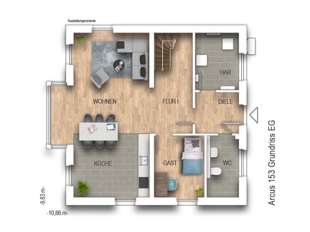 Massivhaus Arcus 153 von Heinz von Heiden Zentrale Schlüsselfertig ab 374780€, Stadtvilla Grundriss 1