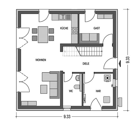 Massivhaus Arcus 130 von Heinz von Heiden Schlüsselfertig ab 260996€, Stadtvilla Grundriss 1