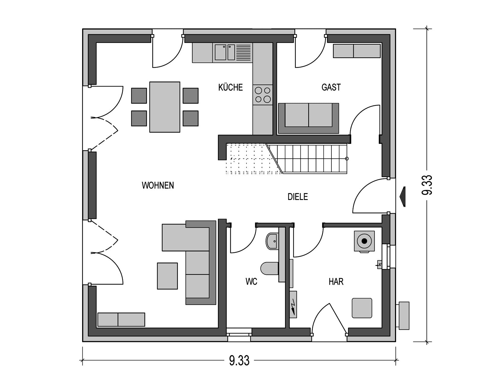 Massivhaus Arcus 130 von Heinz von Heiden Schlüsselfertig ab 305471.625€, Stadtvilla Grundriss 1