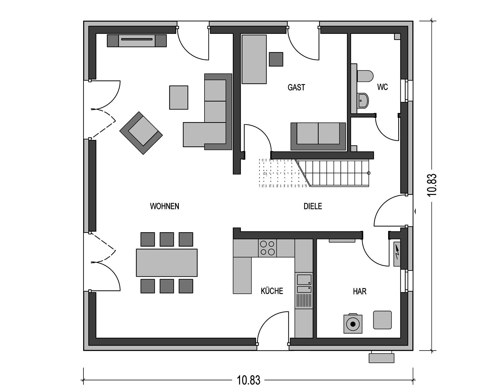Massivhaus Arcus B10 (out) von Heinz von Heiden, Stadtvilla Grundriss 1
