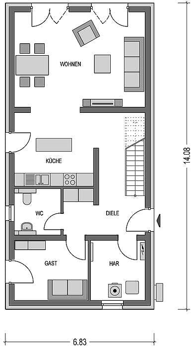 Massivhaus Calvus 260 von Heinz von Heiden Schlüsselfertig ab 330813€, Satteldach-Klassiker Grundriss 1