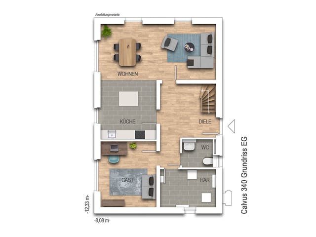 Massivhaus Calvus 340 von Heinz von Heiden Zentrale Schlüsselfertig ab 325853€, Satteldach-Klassiker Grundriss 1