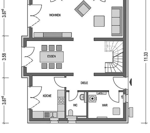 Massivhaus Calvus 530 von Heinz von Heiden Schlüsselfertig ab 330657.625€, Satteldach-Klassiker Grundriss 1