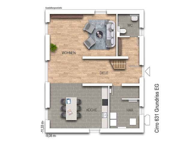 Massivhaus Cirro 631 von Heinz von Heiden Zentrale Schlüsselfertig ab 348763€, Pultdachhaus Grundriss 1