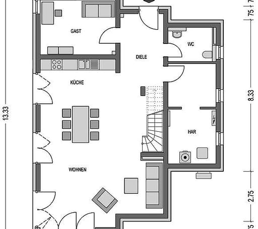 Massivhaus Cirro K10 von Heinz von Heiden Schlüsselfertig ab 392756.125€, Pultdachhaus Grundriss 1