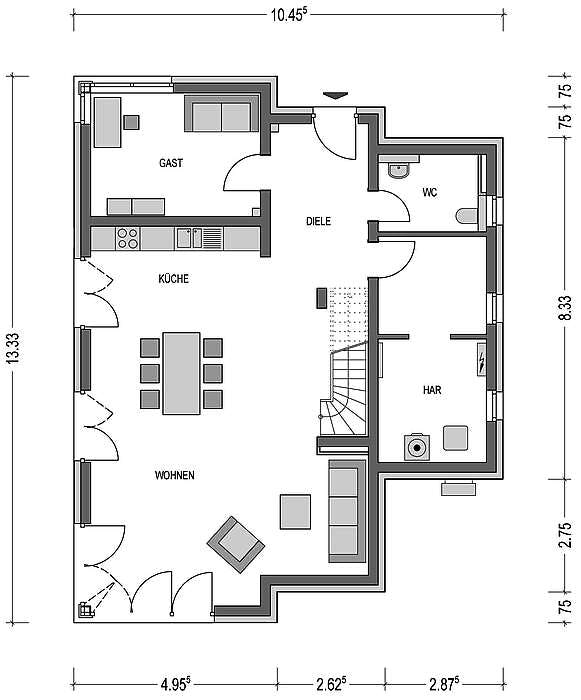 Massivhaus Cirro K10 von Heinz von Heiden Schlüsselfertig ab 419511€, Pultdachhaus Grundriss 1