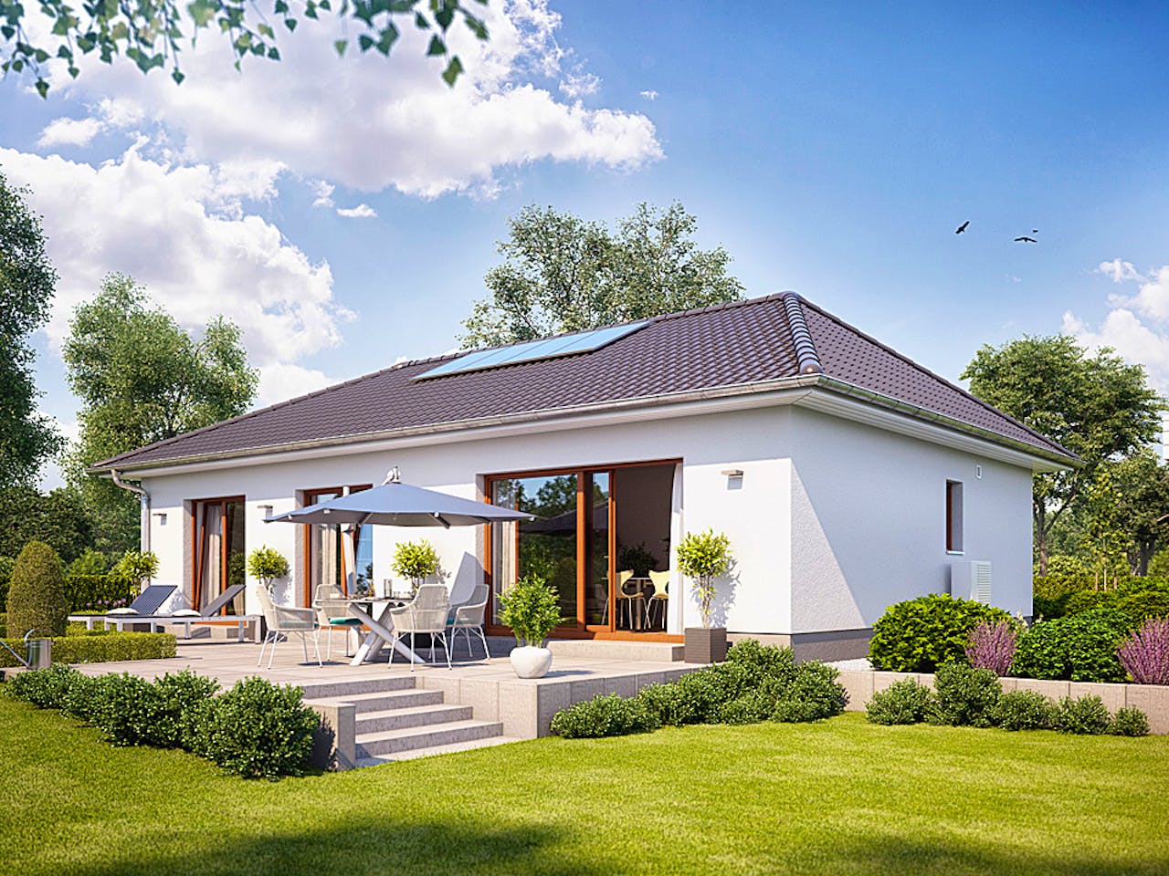 Massivhaus Cumulus 560 von Heinz von Heiden Zentrale Schlüsselfertig ab 243673.7€, Bungalow Außenansicht 1