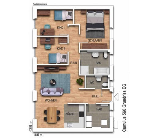Massivhaus Cumulus 560 von Heinz von Heiden Schlüsselfertig ab 220427€, Bungalow Grundriss 1