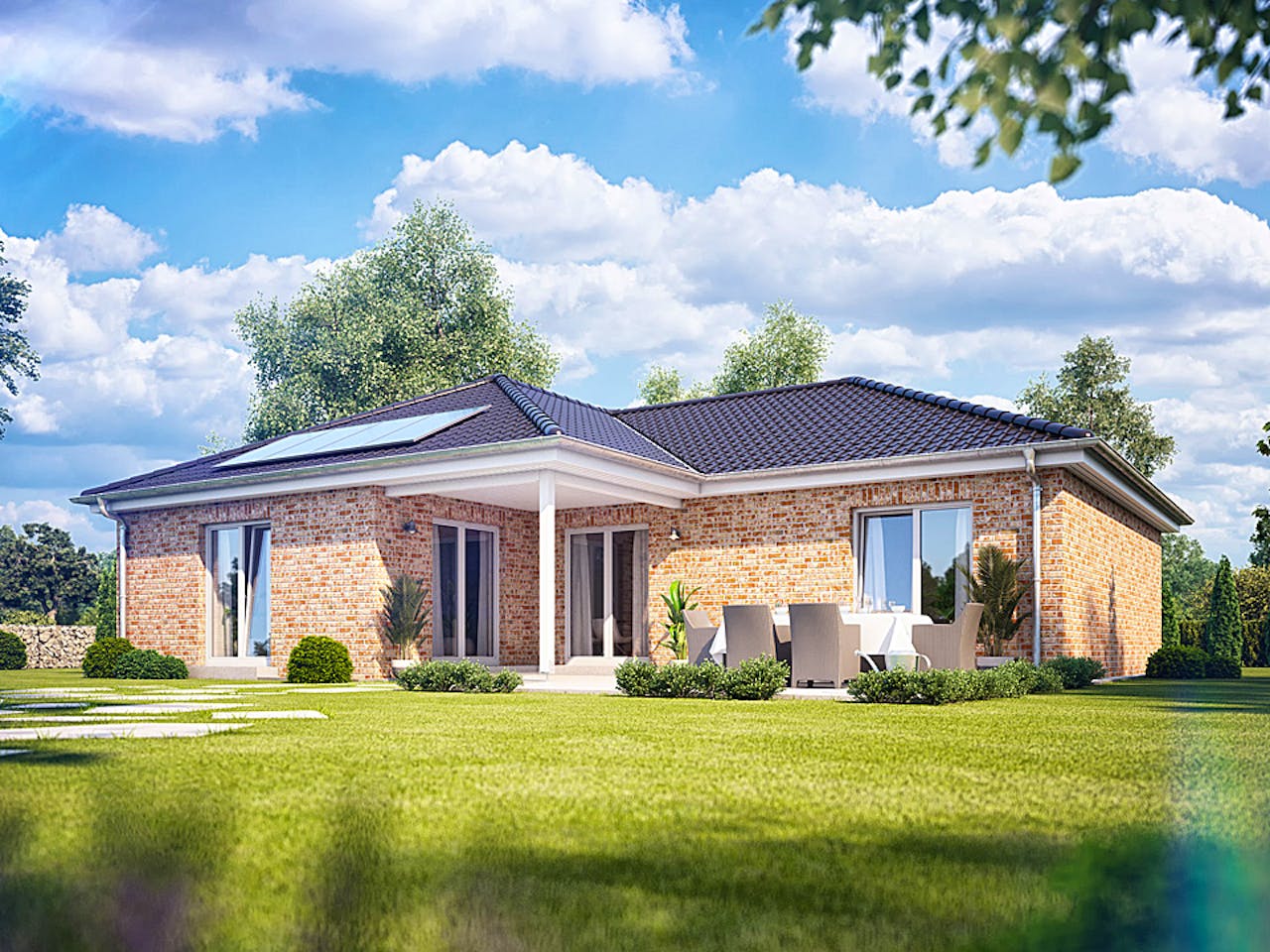 Massivhaus Cumulus 670 von Heinz von Heiden Zentrale Schlüsselfertig ab 281841.2€, Bungalow Außenansicht 1