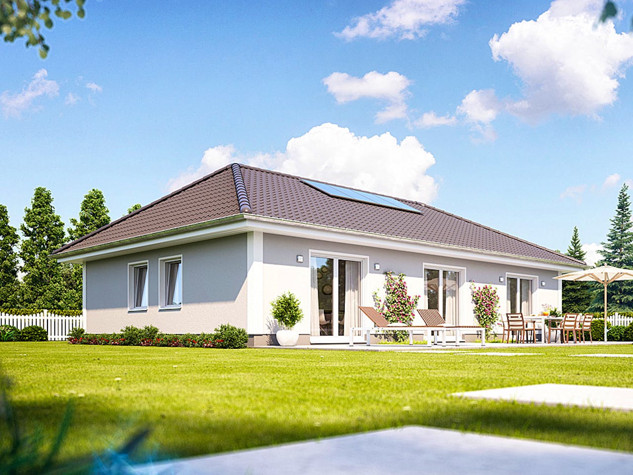 Massivhaus Cumulus 760 von Heinz von Heiden Zentrale Schlüsselfertig ab 249603.6€, Bungalow Außenansicht 1