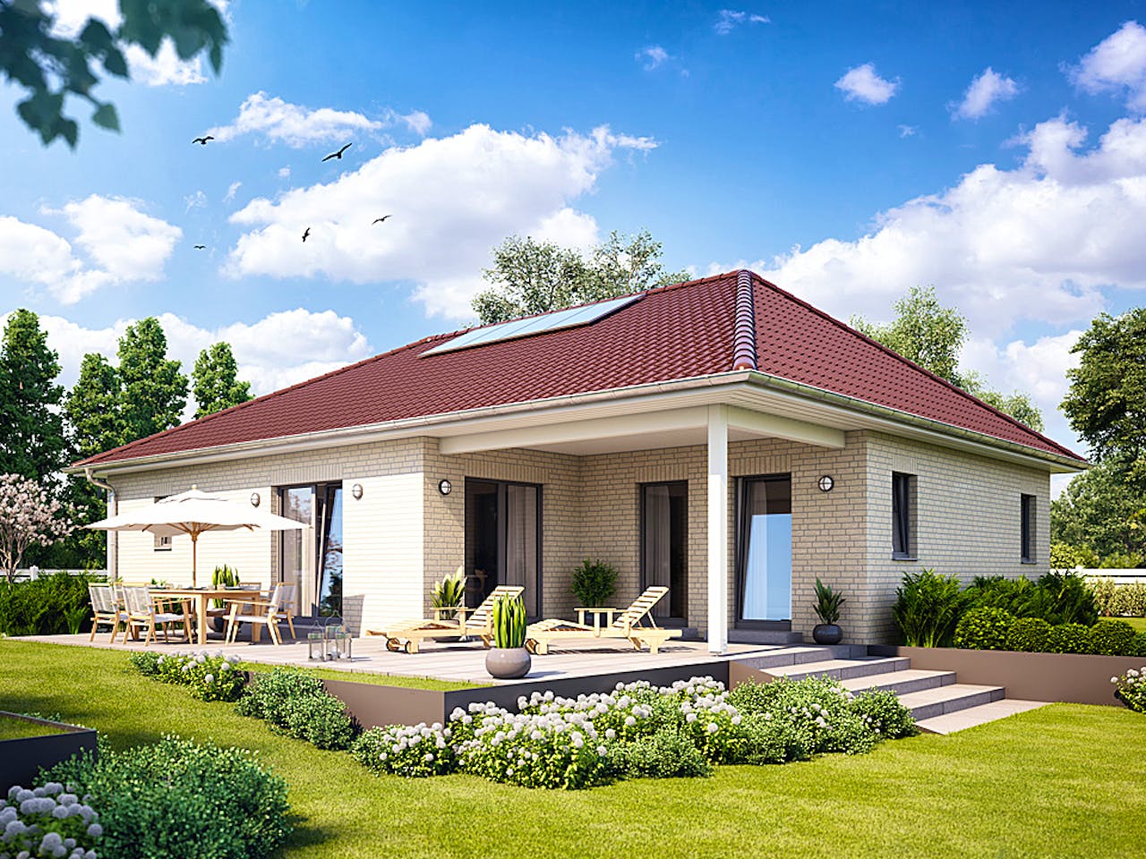 Massivhaus Cumulus 960 von Heinz von Heiden Zentrale Schlüsselfertig ab 270107.6€, Bungalow Außenansicht 1