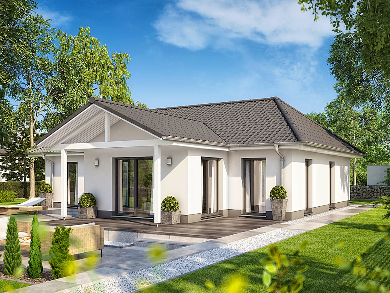 Massivhaus Cumulus 980 von Heinz von Heiden Zentrale Schlüsselfertig ab 279592.5€, Bungalow Außenansicht 1