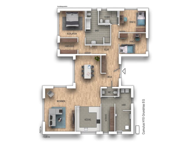 Massivhaus Cumulus H10 von Heinz von Heiden Zentrale Schlüsselfertig ab 437698€, Bungalow Grundriss 1 Massivhaus Cumulus H10 von Heinz von Heiden Zentrale Schlüsselfertig ab 437698€, Bungalow Grundriss 1