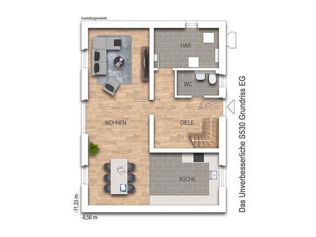 Massivhaus Das Unverbesserliche S530 von Heinz von Heiden Zentrale Schlüsselfertig ab 245310€, Grundriss 1 Massivhaus Das Unverbesserliche S530 von Heinz von Heiden Zentrale Schlüsselfertig ab 245310€, Grundriss 1