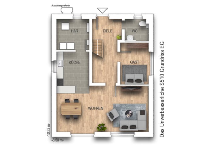 Massivhaus Das Unverbesserliche S510 von Heinz von Heiden Zentrale Schlüsselfertig ab 245147€, Grundriss 1