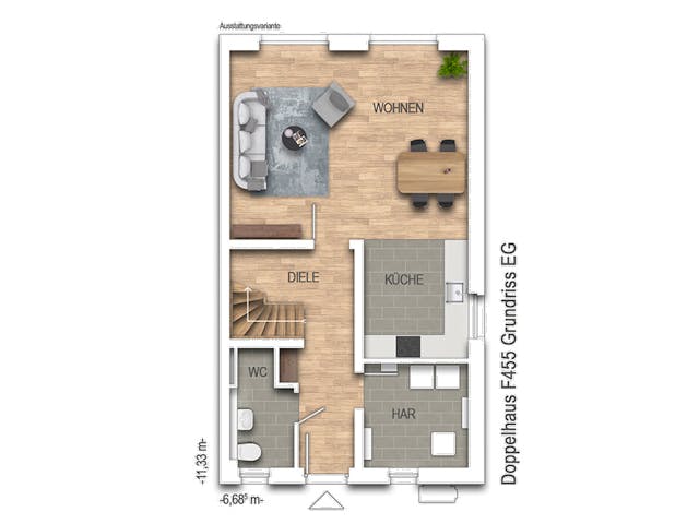 Massivhaus Doppelhaus F455 von Heinz von Heiden Schlüsselfertig ab 328298€, Cubushaus Grundriss 1